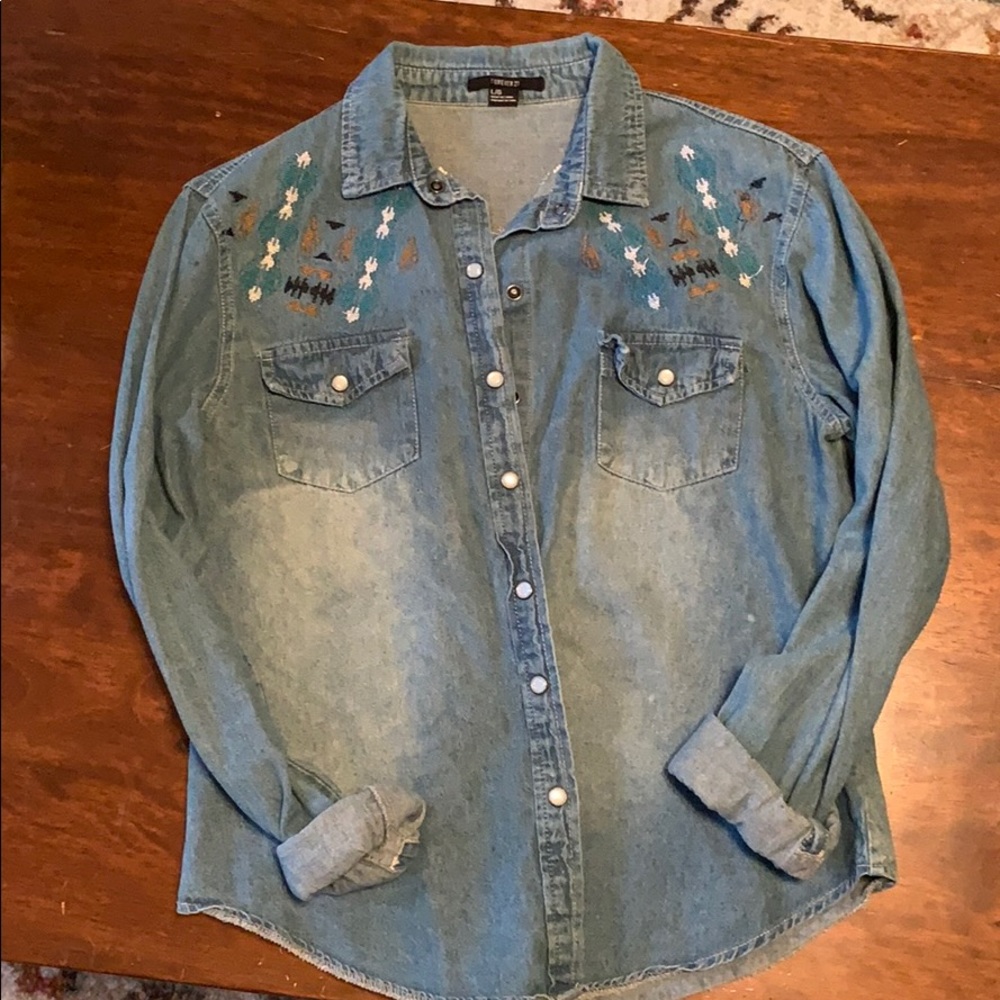 F21 Southwestern Jean Shirt
